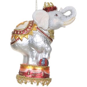 Стеклянная елочная игрушка Слон Димбо - Цирк Шапито 12 см, подвеска