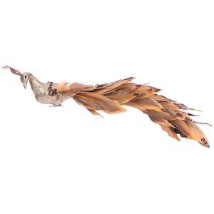 Декоративная фигура Павлин Бениамино - птица Шангри-Ла 41 см, карамельная, клипса