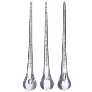 Елочная игрушка Сосулька Frozen Silver 21 см, 3 шт, подвеска Edelman фото 1