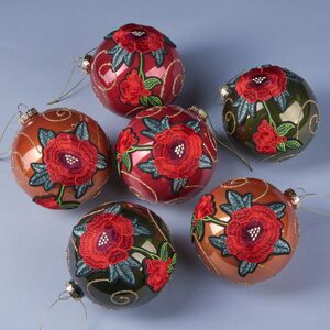 Набор стеклянных шаров Flore Flamenco 10 см, 6 шт