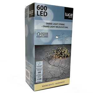Светодиодная гирлянда Роса Luca Snake Grande 15 м, 600 экстра теплых белых LED ламп, черная проволока, IP44 Edelman (Эдельман) фото 4