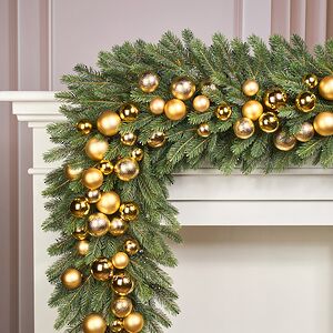 Гирлянда из елочных шаров Золотые Искры - Winter Gems 180*14 см, пластик