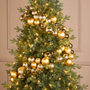 Гирлянда из елочных шаров Золотистые Искры - Winter Gems 180*17 см, пластик