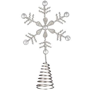 Елочная верхушка Снежинка Нимарро 28 см серебряная