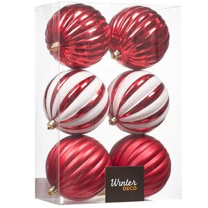 Елочные шары Candy - Сахарная Вуаль 10 см, 6 шт, пластик