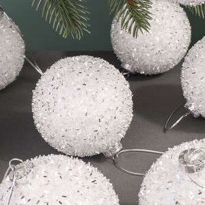 Набор елочных шаров Fluffy Shine: Белый 8 см, 24 шт Edelman фото 3