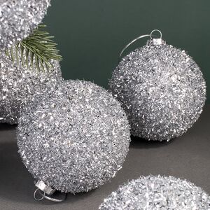 Набор елочных шаров Fluffy Shine: Серебряный 8 см, 24 шт Edelman фото 3