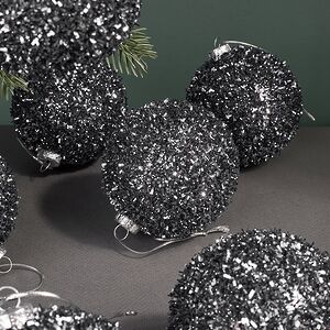 Набор елочных шаров Fluffy Shine: Черный 8 см, 24 шт Edelman фото 3