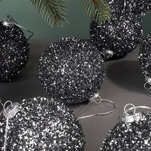 Набор елочных шаров Fluffy Shine: Черный 8 см, 24 шт Edelman фото 5