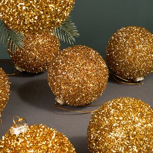 Набор елочных шаров Fluffy Shine: Золотой 8 см, 24 шт Edelman фото 3