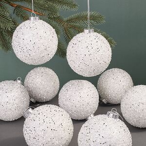 Набор елочных шаров Fluffy Shine: Белый 10 см, 24 шт