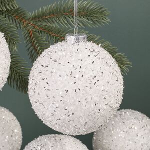 Набор елочных шаров Fluffy Shine: Белый 10 см, 24 шт Edelman фото 2