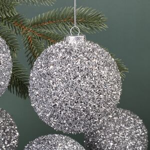 Набор елочных шаров Fluffy Shine: Серебряный 10 см, 24 шт Edelman фото 2