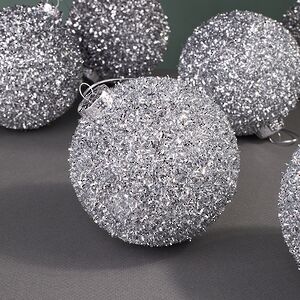 Набор елочных шаров Fluffy Shine: Серебряный 10 см, 24 шт Edelman фото 4