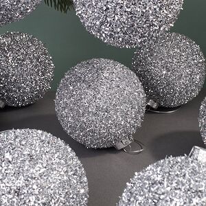 Набор елочных шаров Fluffy Shine: Серебряный 10 см, 24 шт Edelman фото 3