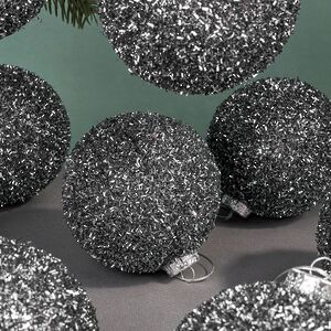 Набор елочных шаров Fluffy Shine: Черный 10 см, 24 шт Edelman фото 3