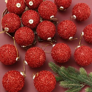 Набор елочных шаров Fluffy Shine: Красный 10 см, 24 шт