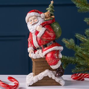 Новогодняя фигурка Санта Клаус на крыше 21 см