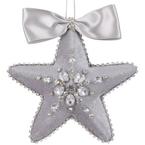 Елочная игрушка Звезда Жордано 15 см серая, подвеска Noel Collection (Katherine’s Style) фото 1