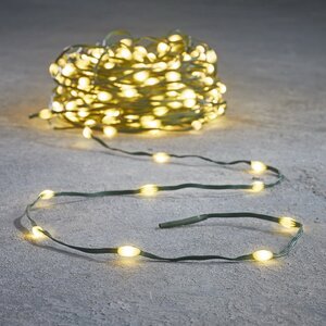 Светодиодная гирлянда Роса Micro Flex 26 м, 350 теплых белых LED ламп, зеленый провод, контроллер, таймер, IP44 Edelman фото 1