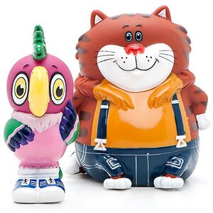 Игрушки для ванной Попугай Кеша и Кот, 9 см, пластизоль Затейники фото 1
