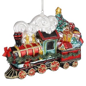 Стеклянная елочная игрушка Поезд с Подарками 17 см, подвеска Edelman фото 1
