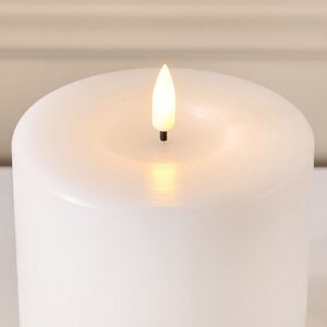Светодиодная свеча с имитацией пламени Манарола 10*10 см, белая, таймер, на батарейках Edelman (Эдельман) фото 2