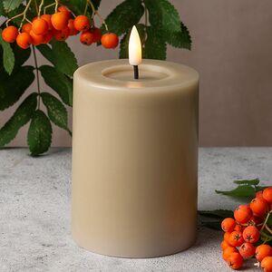 Светодиодная свеча с имитацией пламени Facile 10 см, бежевая, таймер, на батарейках Edelman фото 1