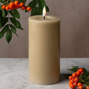 Светодиодная свеча с имитацией пламени Facile 15 см, бежевая, таймер, на батарейках Edelman фото 1