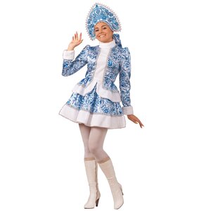 Карнавальный костюм для взрослых Снегурочка Гжель, 44 размер