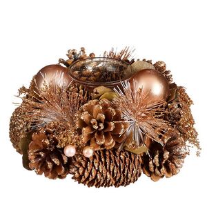 Новогодний подсвечник с шишками и ягодами Лесное Очарование 19 см Edelman фото 3