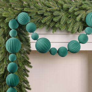 Бусы из бархатных елочных шаров Бирюзовый Шарм 200 см, 6-12 см