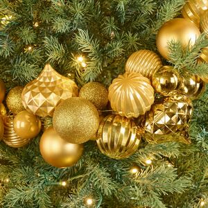 Гирлянда из елочных шаров Монисто 4-8 см, 200 см, ярко-золотая Winter Deco фото 2