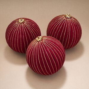 Бархатные елочные шары Соффичо: Бордо Муар 15 см, 3 шт Winter Deco фото 3