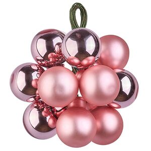 Гроздь стеклянных шаров на проволоке 2 см розовый mix, 10 шт