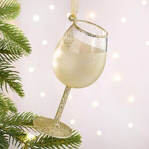 Стеклянная елочная игрушка Бокал - Extra Brut 13 см, подвеска