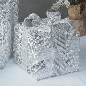Светящиеся подарки Silver Ampare 13-30 см, 3 шт, 20 теплых белых LED ламп, на батарейках Edelman фото 4