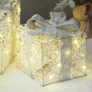 Светящиеся подарки Silver Ampare 13-30 см, 3 шт, 20 теплых белых LED ламп, на батарейках Edelman фото 2