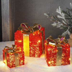 Светящиеся подарки Red Moulins 13-30 см, 3 шт, 25 теплых белых LED ламп, на батарейках Edelman фото 1
