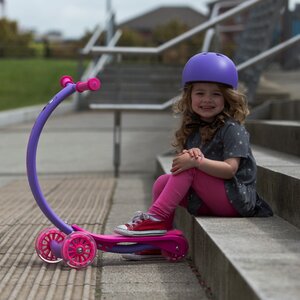Трехколесный самокат с изогнутой ручкой Zipster-Улыбашка, розово-фиолетовый, до 50 кг Zycom фото 3
