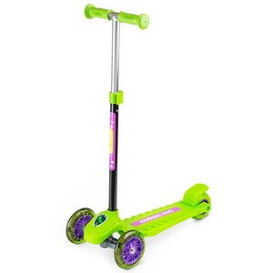 Самокат трехколесный Cosmic Zoo Galaxy One, светящиеся колеса, зеленый Small Rider фото 1