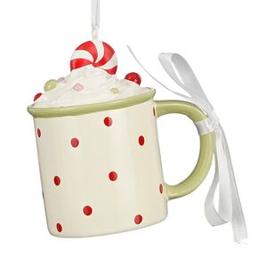 Елочная игрушка Кружка Горячего Какао 9*7 см белая, подвеска