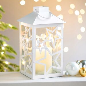 Декоративный подсвечник-фонарь Звездопад 28 см белый