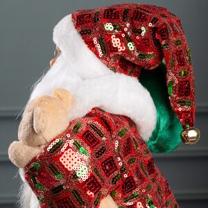 Новогодняя фигура Санта Клаус с плюшевым мишкой 40 см красный Edelman фото 6