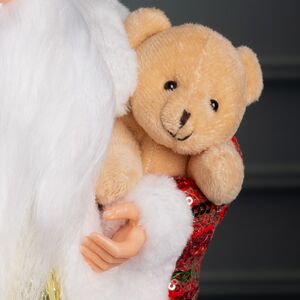 Новогодняя фигура Санта Клаус с плюшевым мишкой 40 см красный Edelman фото 4