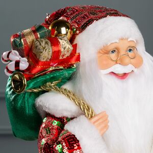 Новогодняя фигура Санта Клаус с плюшевым мишкой 40 см красный Edelman фото 2