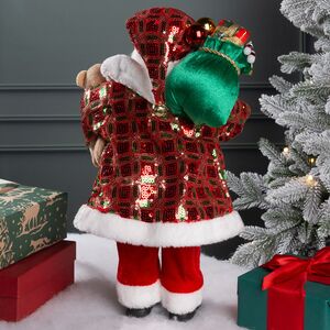 Новогодняя фигура Санта Клаус с плюшевым мишкой 40 см красный Edelman фото 3