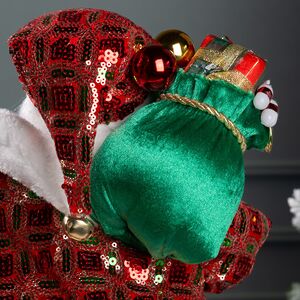 Новогодняя фигура Санта Клаус с плюшевым мишкой 40 см красный Edelman фото 8