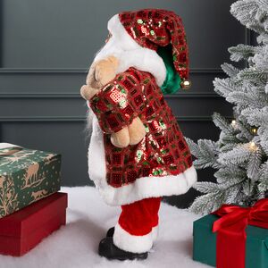 Новогодняя фигура Санта Клаус с плюшевым мишкой 40 см красный Edelman фото 7