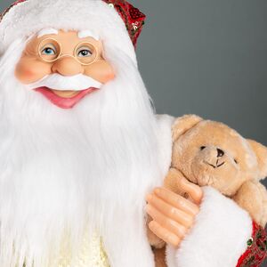 Новогодняя фигура Санта Клаус с плюшевым мишкой 60 см красный Edelman фото 2